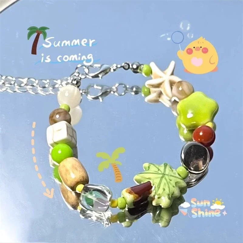 Handmade Colorful Beaded Bracelet Stretch Bracelets Fashion Bangle Elastic Cord Bracelet Statement Jewelry pulseras mujer