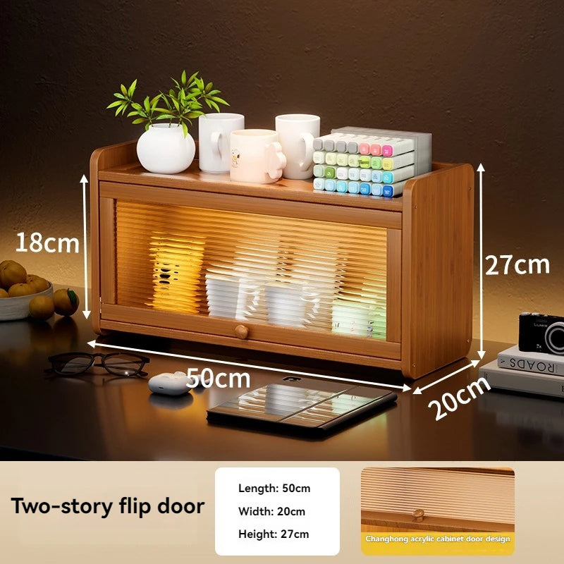 Kitchen countertop seasoning rack storage shelf, product sorting rack, layered multifunctional storage cabinet, dust-proof cabin