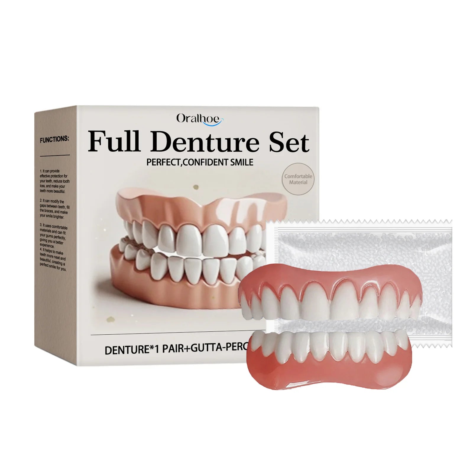Adult Adjustable Dentures Teeth Set Decorate Gaps Orthodontic Portable Fake Tooth Repairing Upper Lower Veneers Soft Denture Kit