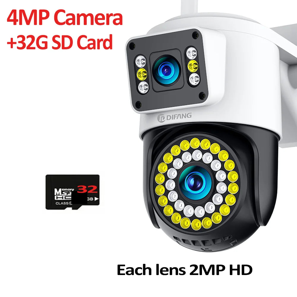4K 8MP WiFi Camera Outdoor Dual Lens Dual Screen CCTV Security Protection Ai Tracking  Street Cam Surveillance Yoosee