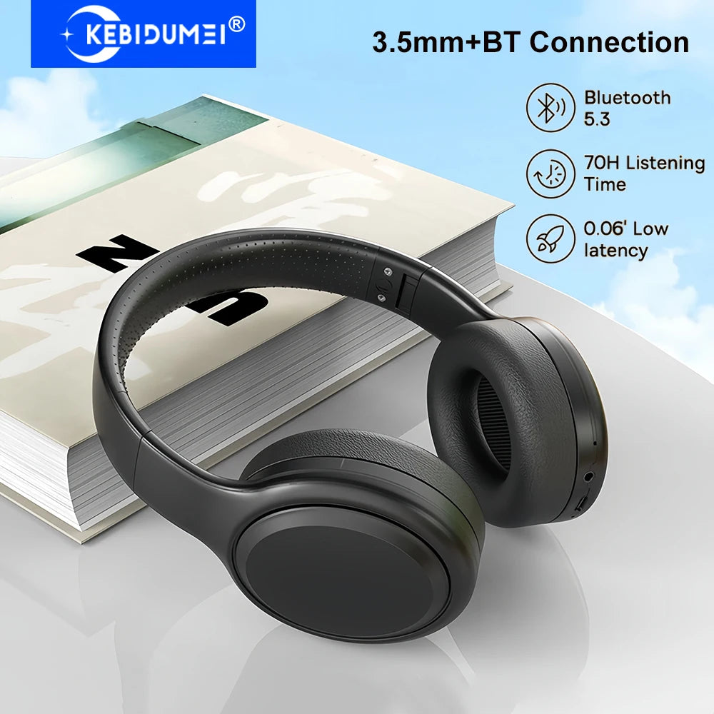 Wireless Headphones 3.5mm Wired Earphones Over Ear Bluetooth Headsets Foldable HiFi Stereo Noise Canceling Gaming Earbuds