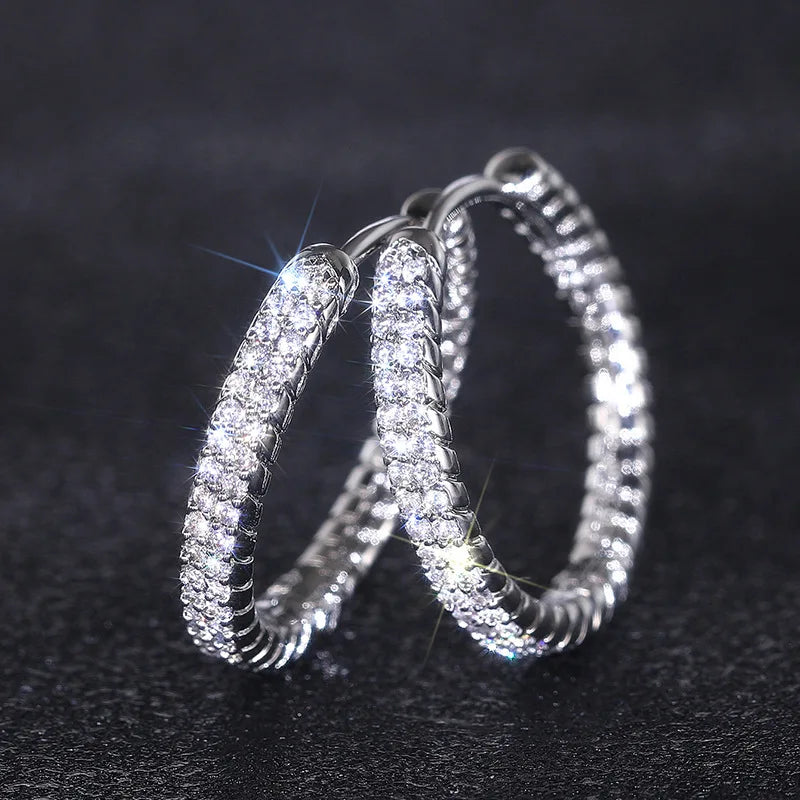 2025 New European and American Shiny Inlaid Cubic Zirconia Fashion Jewelry for Daily Matching with Light Luxury Earrings