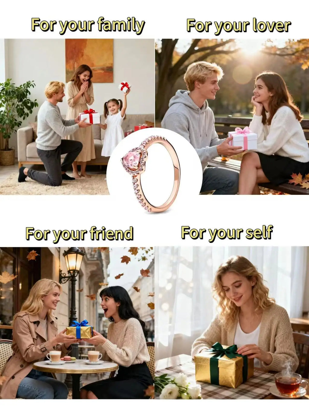 2025 New 925 Sterling Silver Sophisticated Rose Gold Radiant Crown Round Heart Ring Timeless Luxury Charm Jewelry Sweet Gifts