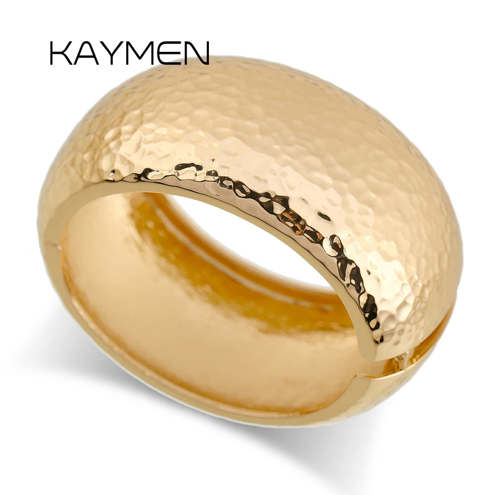 New Costume Fashion Bracelet Statement Bangle for Women Gold Plated Round Metal Opened Cuff Bangles Drop-shipping Jewelry