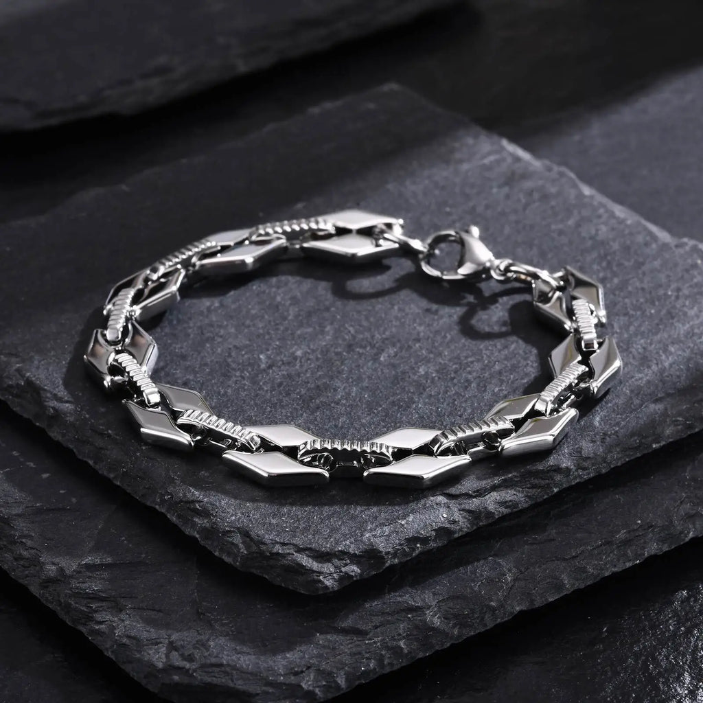 New Fashion Bracelets for Men Boys,Handmade Stainless Steel Link Wristband,Anniversary Birthday Gifts for Him