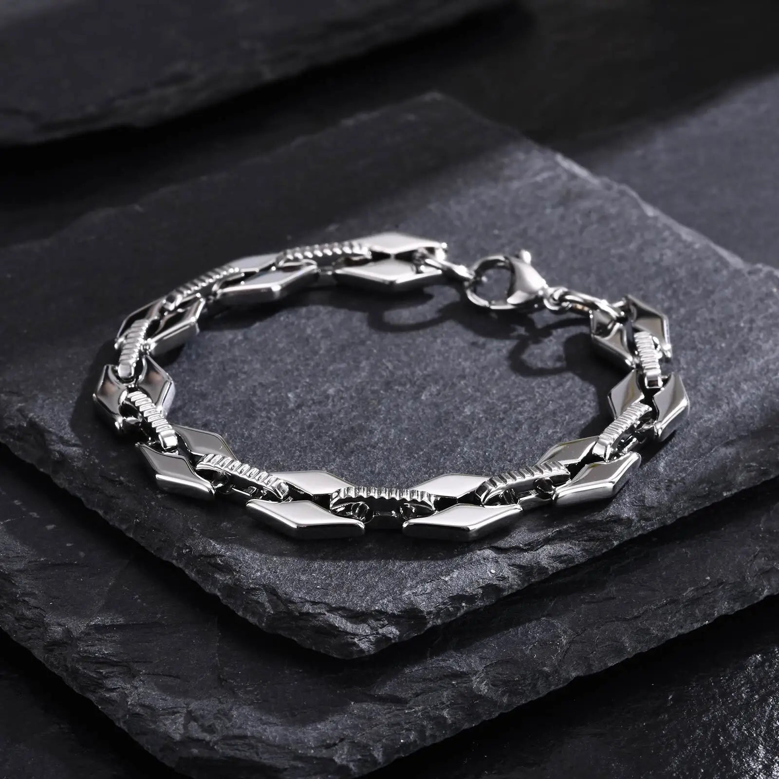 New Fashion Bracelets for Men Boys,Handmade Stainless Steel Link Wristband,Anniversary Birthday Gifts for Him