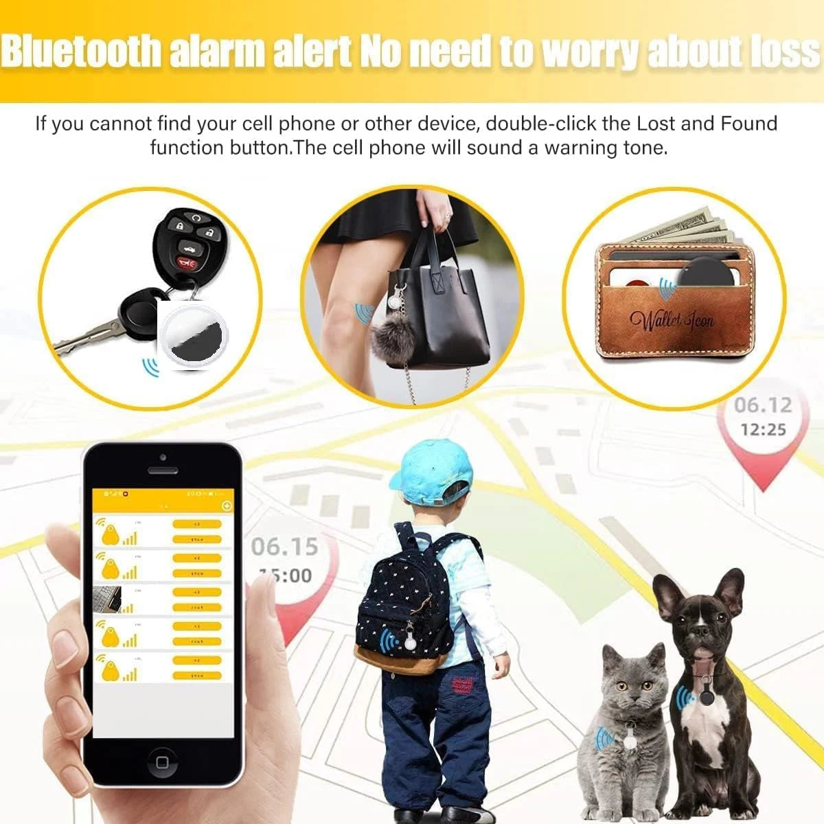 Mini GPS Tracking Device Tag Key Child Finder Dog Pet Tracker Location Bluetooth Tracker Smart Tracker Vehicle Anti-lost Device