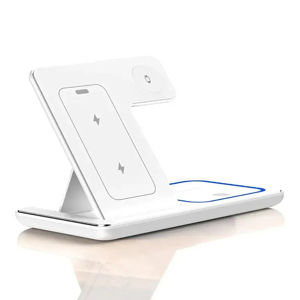 Wireless Charger Stand 3 in 1 30W LED Foldable Wireless Charger For iPhone 16 15 Pro Max iWatch 8 7 Airpods Charge Dock Station