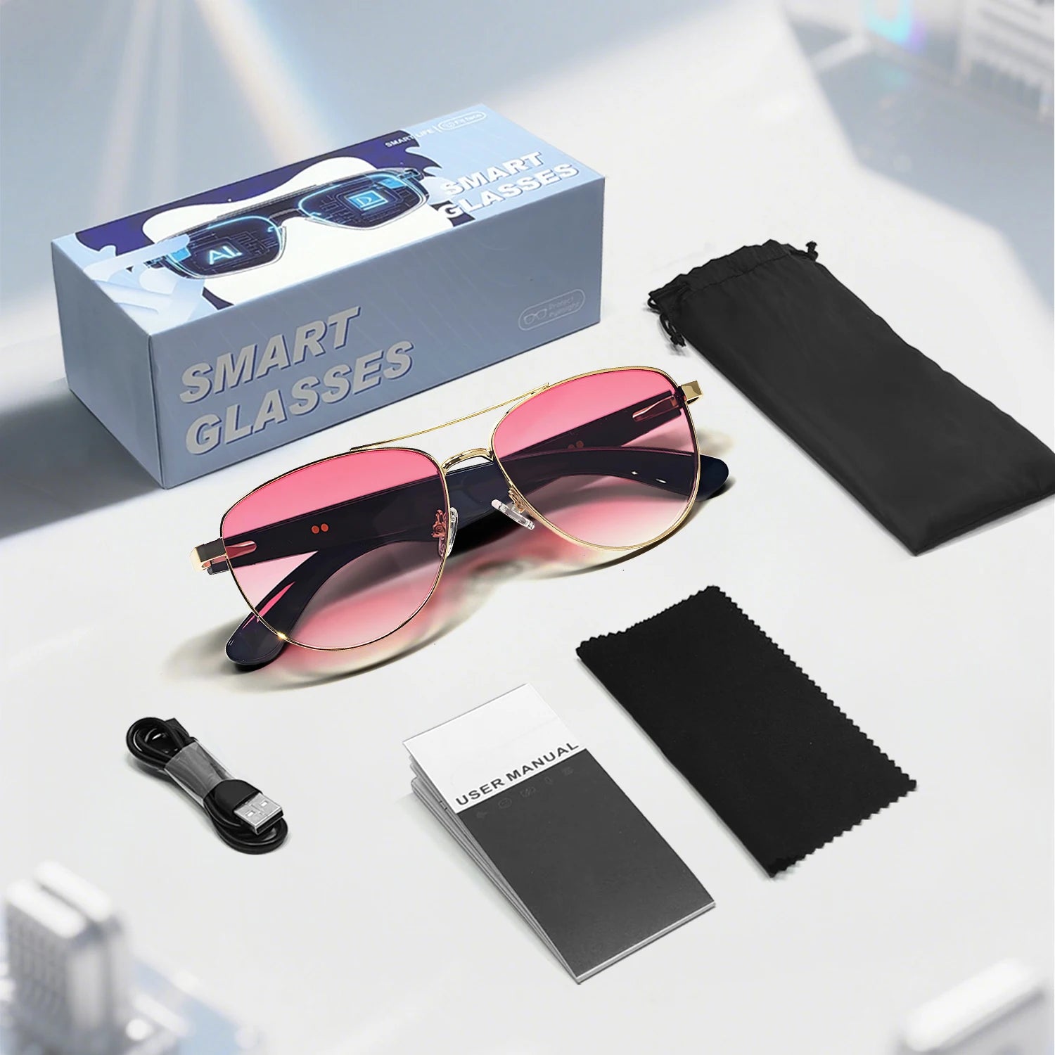 GT-32 smart glasses  specificationsTranslation Sunglasses Voice Remote Control Music Eyewear Waterproof Eyeglasses