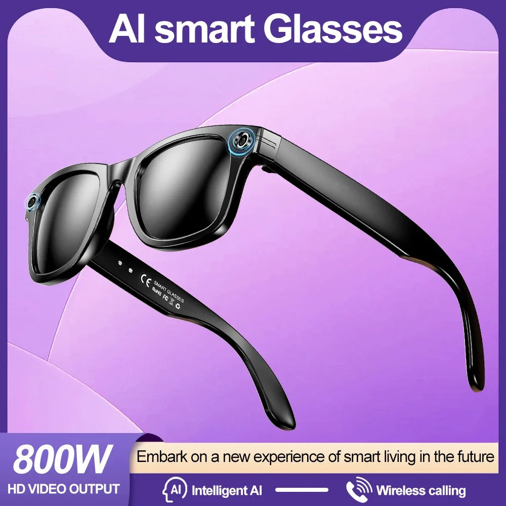 2025 Smart Glasses Men 8MP Camera WiFi Bluetooth Touch Control IP65 Waterproof AI Translation Noise Cancelling AI Glasses Women