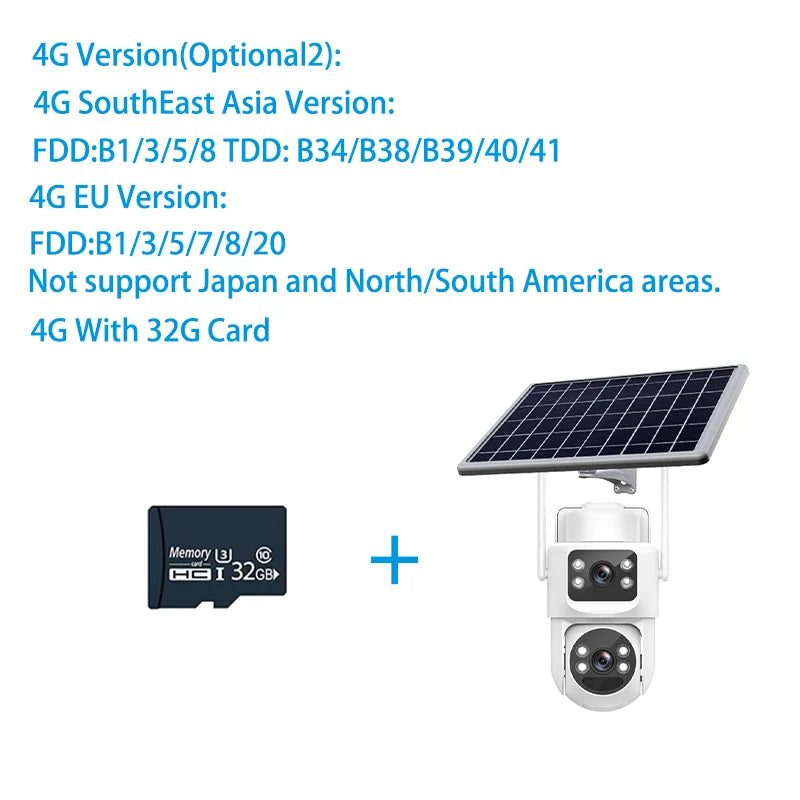 EseeCloud 8MP 4K 2.4G 5G WiFi6 Dual Lens Dual Screens Mini Wireless PTZ Security Camera 4G Sim Card Outdoor Solar Camera