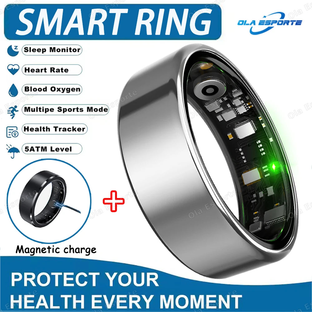 Smart Ring For Men Women Camera Control Heart Rate Blood Oxygen Monitor Smartring IP68 & 5ATM Waterproof Multi-sport Mode Ring