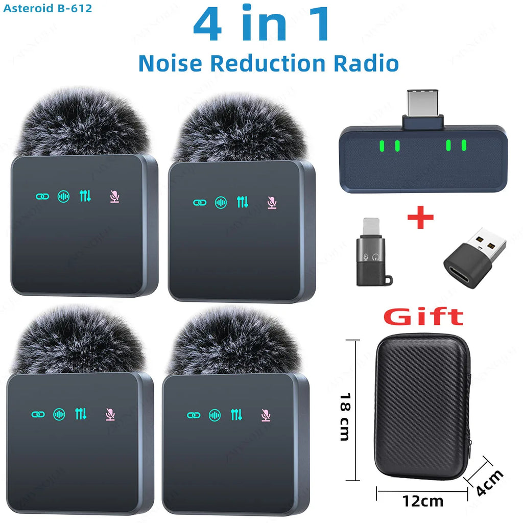 1 In 4 Pink Noise Canceling Lavalier Microphone With Windproof Cap Wireless Mute Function For Cell Phone Portable Audio Video