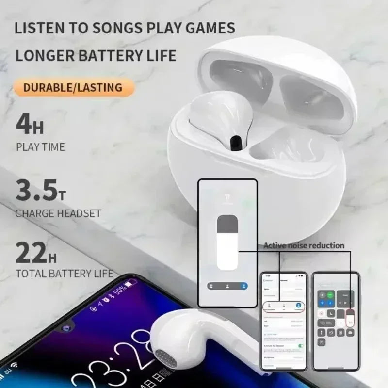 Xiaomi Air Pro6 Bluetooth Earphones with Microphone, TWS Touch Control, HiFi High-Fidelity Sound Effect, Sports Music Earphones