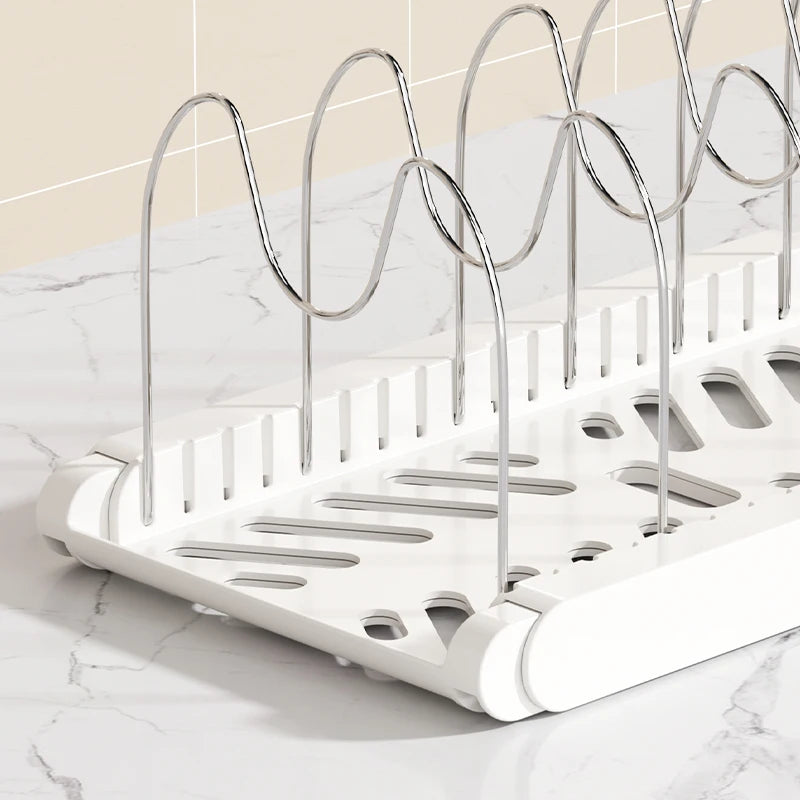 Kitchen Retractable Pot Rack Storage Rack Cabinet Built-In Pot Rack under the Sink Pot Rack Adjustable Pot Storage Rack