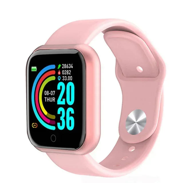 Smart Watch Y68: Color Screen Fitness Tracker w/ Step Count, 12 Sports Modes, Notification Reminder, Camera/Music Remote