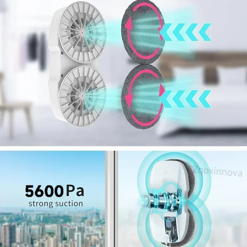 Auto Window Cleaning Robot with UPS System, Intelligent Vacuum & Mop Combo for Glass Floor Home Office Smart Appliance