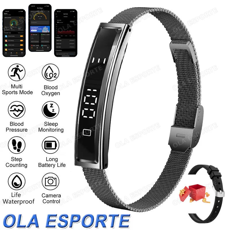 New Health Smart Bracelet Men Women Fitness Sports Band Stress Test HRV Monitor Waterproof Pedometer Smart Watch For Android iOS