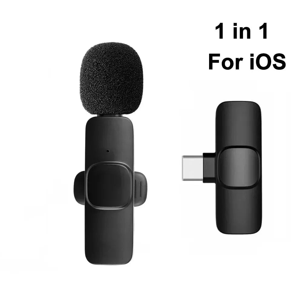 2.4G Wireless Lavalier Microphone Audio Video Recording Mini Mic For iPhone Android Live Broadcast Gaming Phone With Receiver