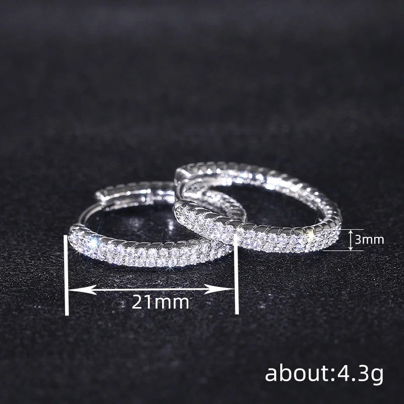 2025 New European and American Shiny Inlaid Cubic Zirconia Fashion Jewelry for Daily Matching with Light Luxury Earrings