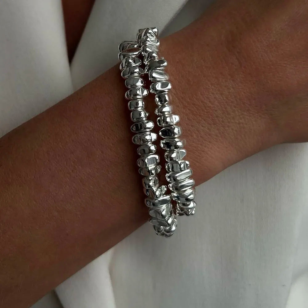 4pcs/set Fashion Bracelets For Women New Vintage Irregular CCB Beads Imitation Pearl Chain Jewelry Valentine's Gift B068