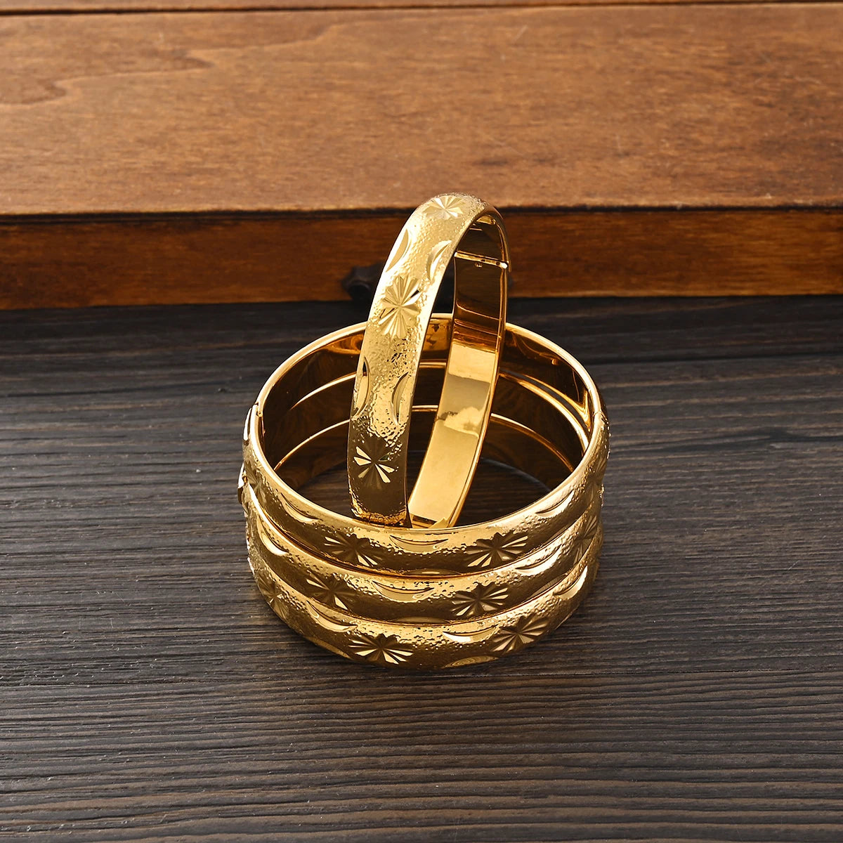 18k 55MM Dubai Baby Cute Openable Bangles For Women Ethiopian Jewelry Gold Color Bangles Bracelets Girls Birthday Jewelry Gifts