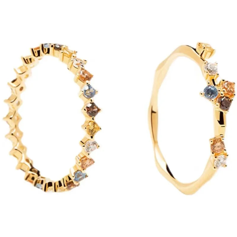 New 925 Sterling Silver Color Zircon Ring Simple Charm Personality Women Ring Birthday Party Gift for Friends Exquisite Jewelry