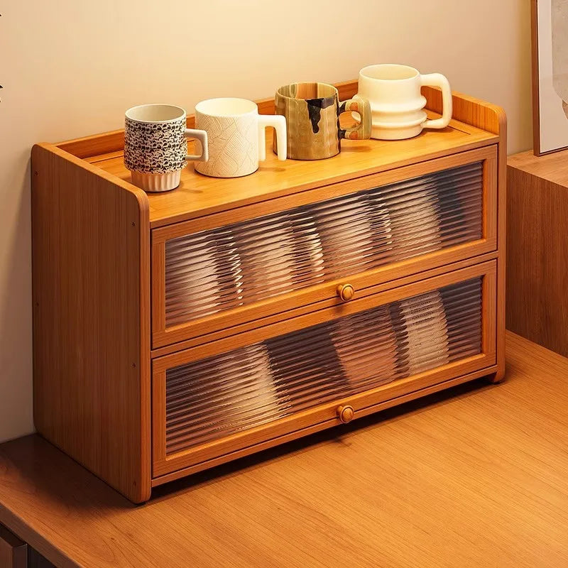 Kitchen countertop seasoning rack storage shelf, product sorting rack, layered multifunctional storage cabinet, dust-proof cabin