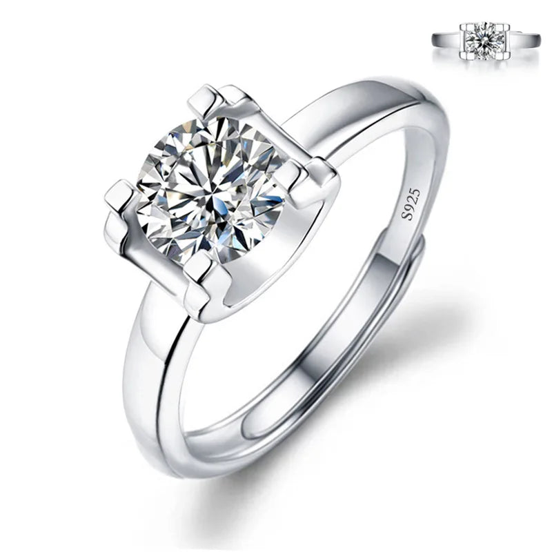 Never Fade Luxury Classic 18K White Gold Color Ring Solitaire 2 Carat Zirconia Diamant Wedding Band Women Jewelry Accessories