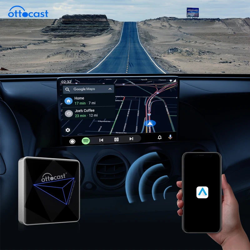 Ottocast A2Air Pro Wireless Android Auto Adapter Dongle Spotify Waze Multimedia for factory wired Adnroid Auto Car