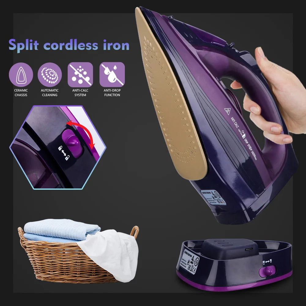 Handheld Electric Iron,Household Wireless Steam Iron ,Adjustable Temperature,Dry Iron Machine 2400W For Travel Ironing Clothes