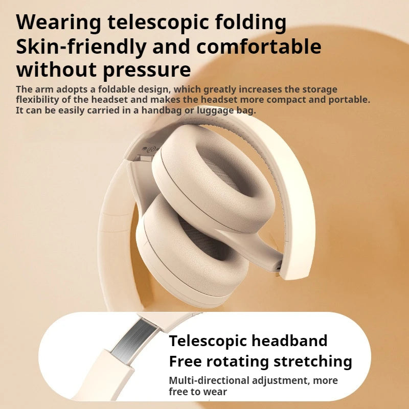 Shock Bass Headsets Wireless Bluetooth Headphones HIFI Sound Noise Reduction Sports Gaming Earphones with HD Mic Support TF/AUX