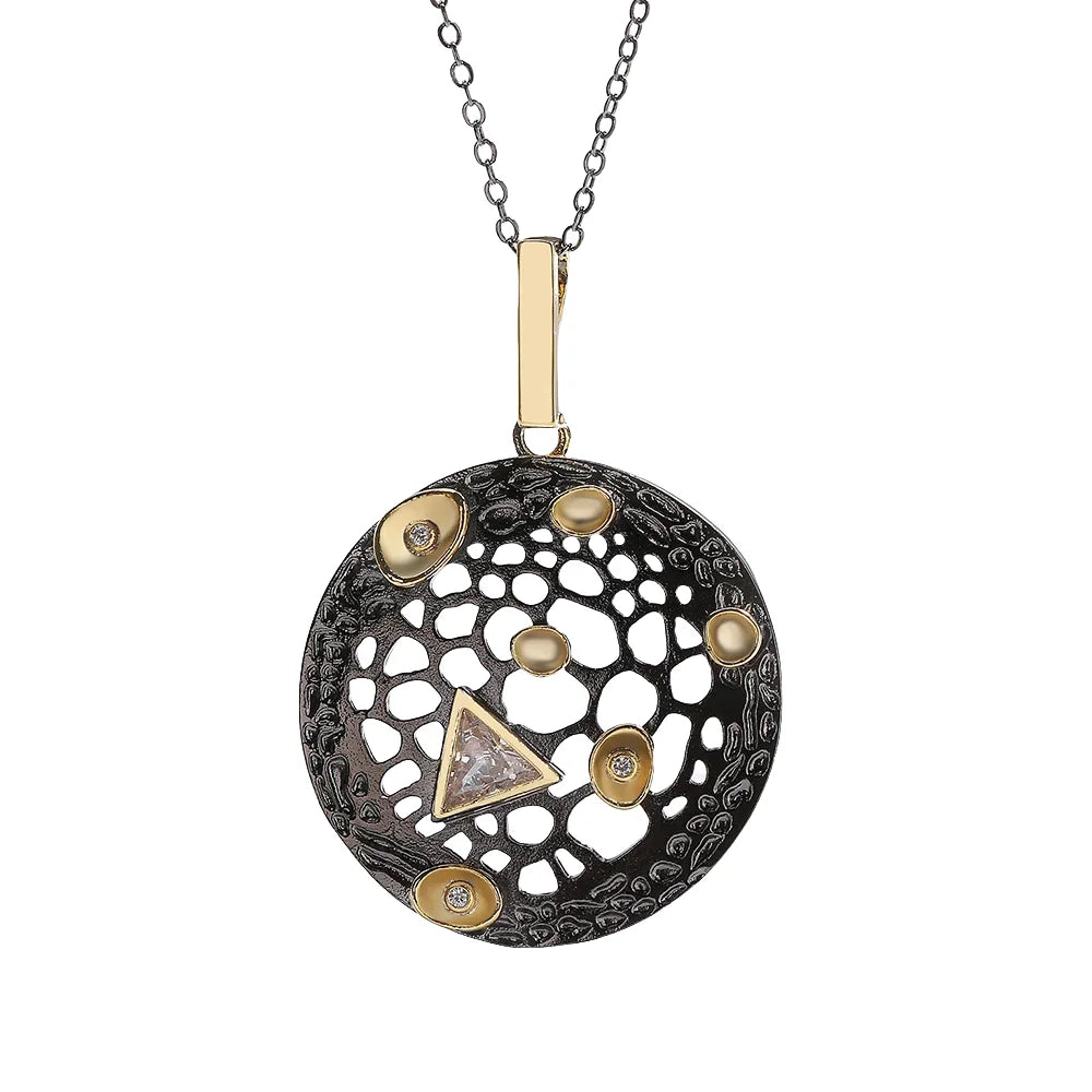 Fashion Statement Style Necklace for Women Personality Korea Round Hollow Black New Arrival Korea Sweater Chain Gifts