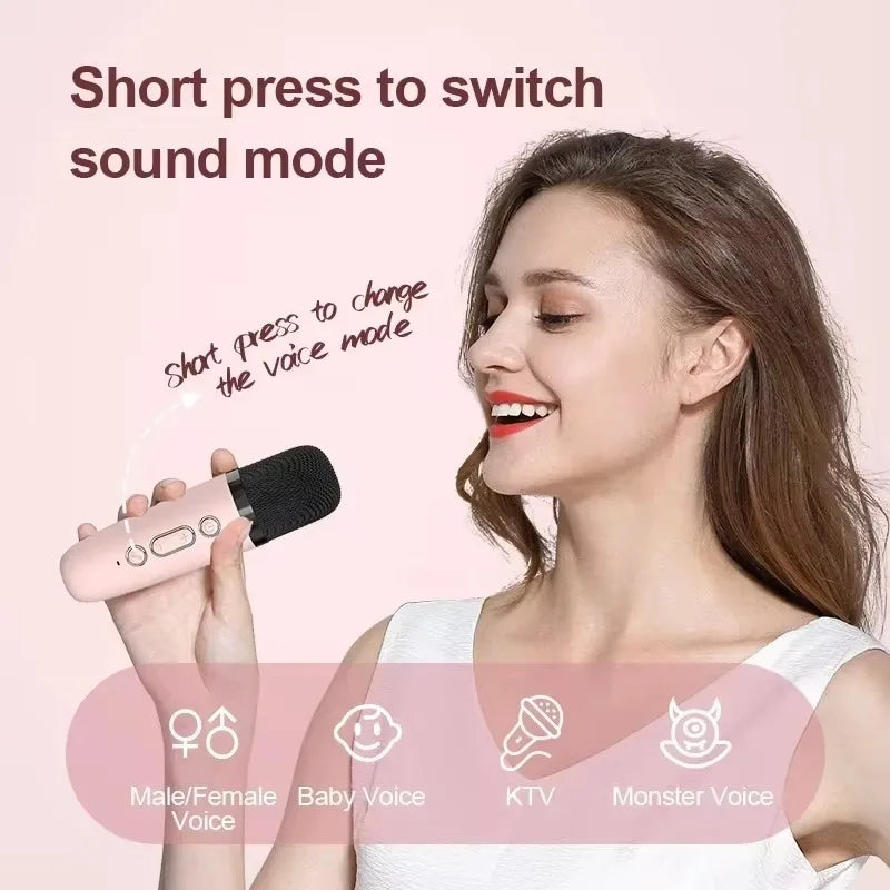 Portable Wireless Dual Microphones Karaoke Machine HomeKTV DSP System Bluetooth Speaker HIFI Stereo Surround For Kids Party Gift