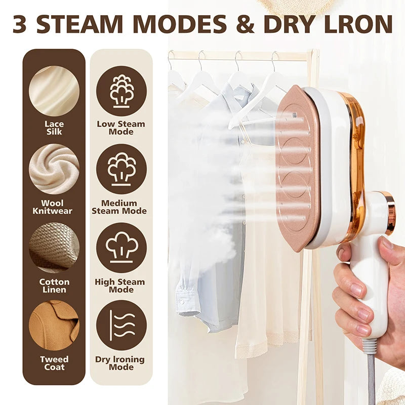 2-in-1 Portable Garment Steamer Foldable Handheld Steam Iron Home Travel For Clothes Ironing Wet Dry Ironing Machine 110V/220V