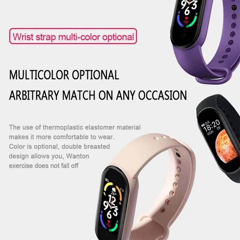 M7 Smart Watch Heart Rate Blood Pressure Monitoring AMOLED Screen Smart Wristband Fitness TrackerMen Women Sport Bracelet