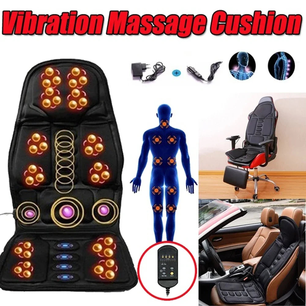 NEW Car Chair Body Massage Heat Mat Car Seat Cover Cushion Neck Pain Lumbar Support Pad Back Massager With Remote Controls