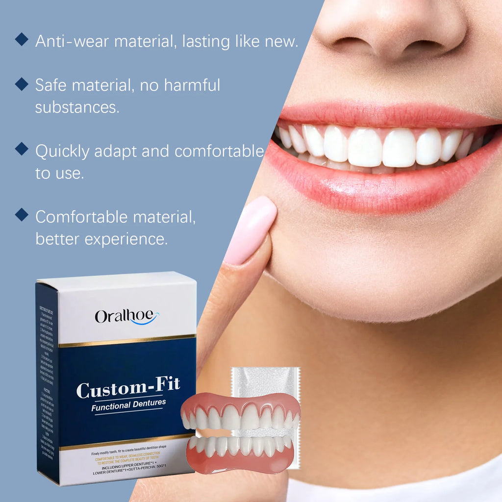 New Denture Silicone Kit Beauty Liners Soft Teeth Upper and Lower Set Portable Relines High Elasticity Nature Cosmetic Dentures