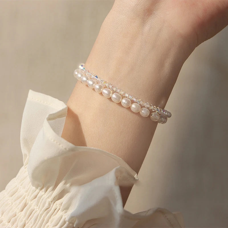 Shiny Transparent White Thin Crystal Bracelet For Women Simple Refracted Colorful Light Stretch Bracelet 2022 Jewelry Party Gift