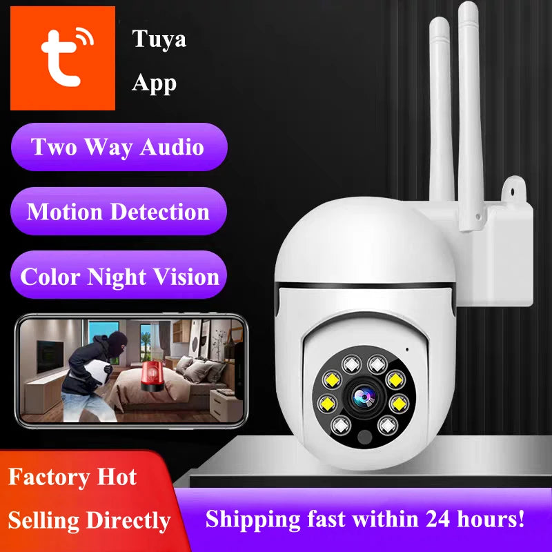 5MP Tuya APP WiFi PTZ Camera Indoor Auto Tracking Surveillance Camera Color Night Vision Two Way Audio Baby Monitor Mini Camera