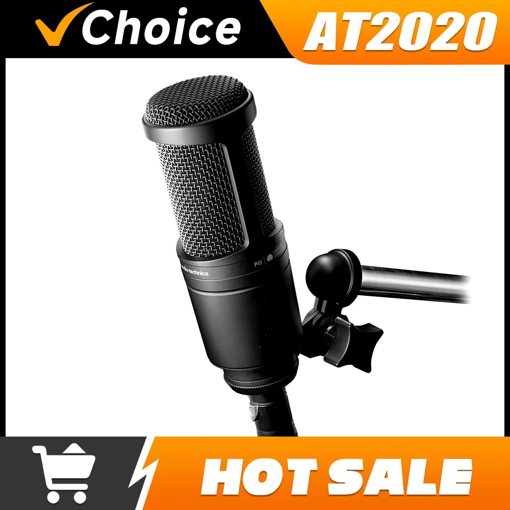 Professional AT2020 Cardioid Condenser large-diaphragm Microphone Ideal for Home Studios Podcasting Offering Superior Sound