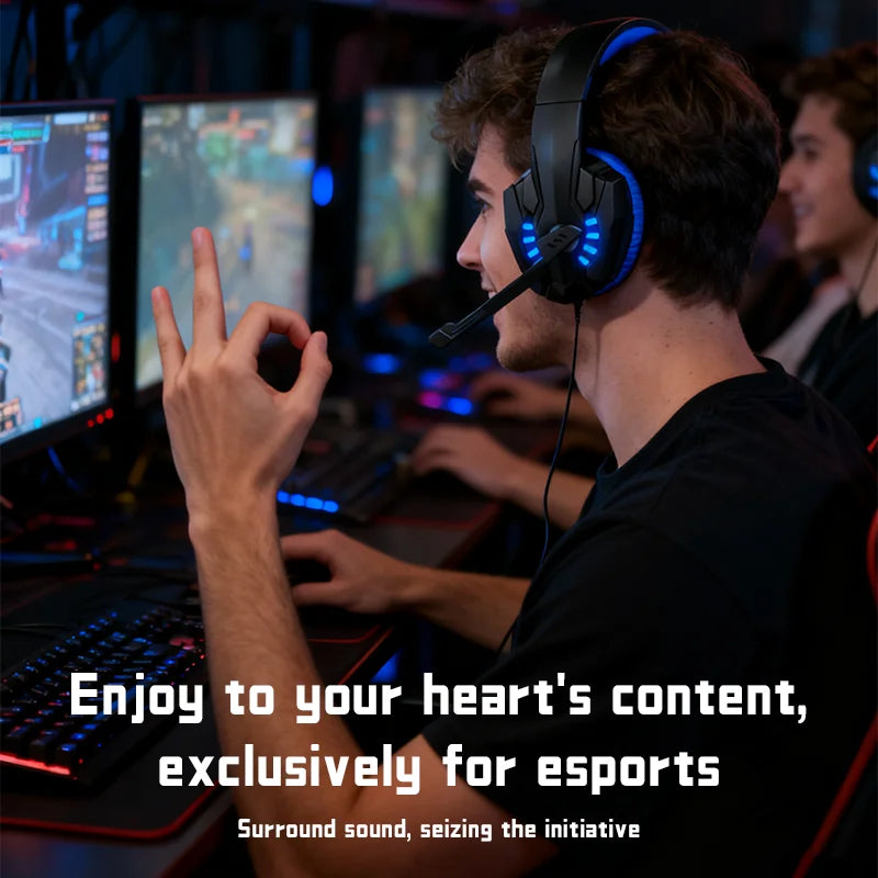 A7 Bass Gaming Headset with Mic Over-Ear Headphones Stereo Sound Gamer Video Game Noise Cancelling for PC Gaming Headset Esports