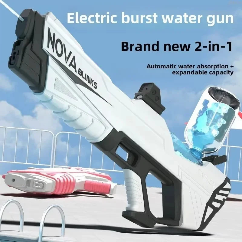 Electric continuous water gun fully automatic water absorption large capacity outdoor battles  summer water fights children toy