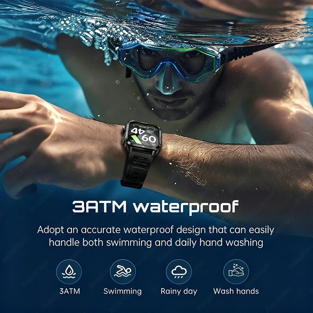 New Smartwatch 880MAH Ultra Battery 3ATM Waterproof 1.96''HD Screen Bluetooth Call Health Monitor Flashlight Sports Smart Watch
