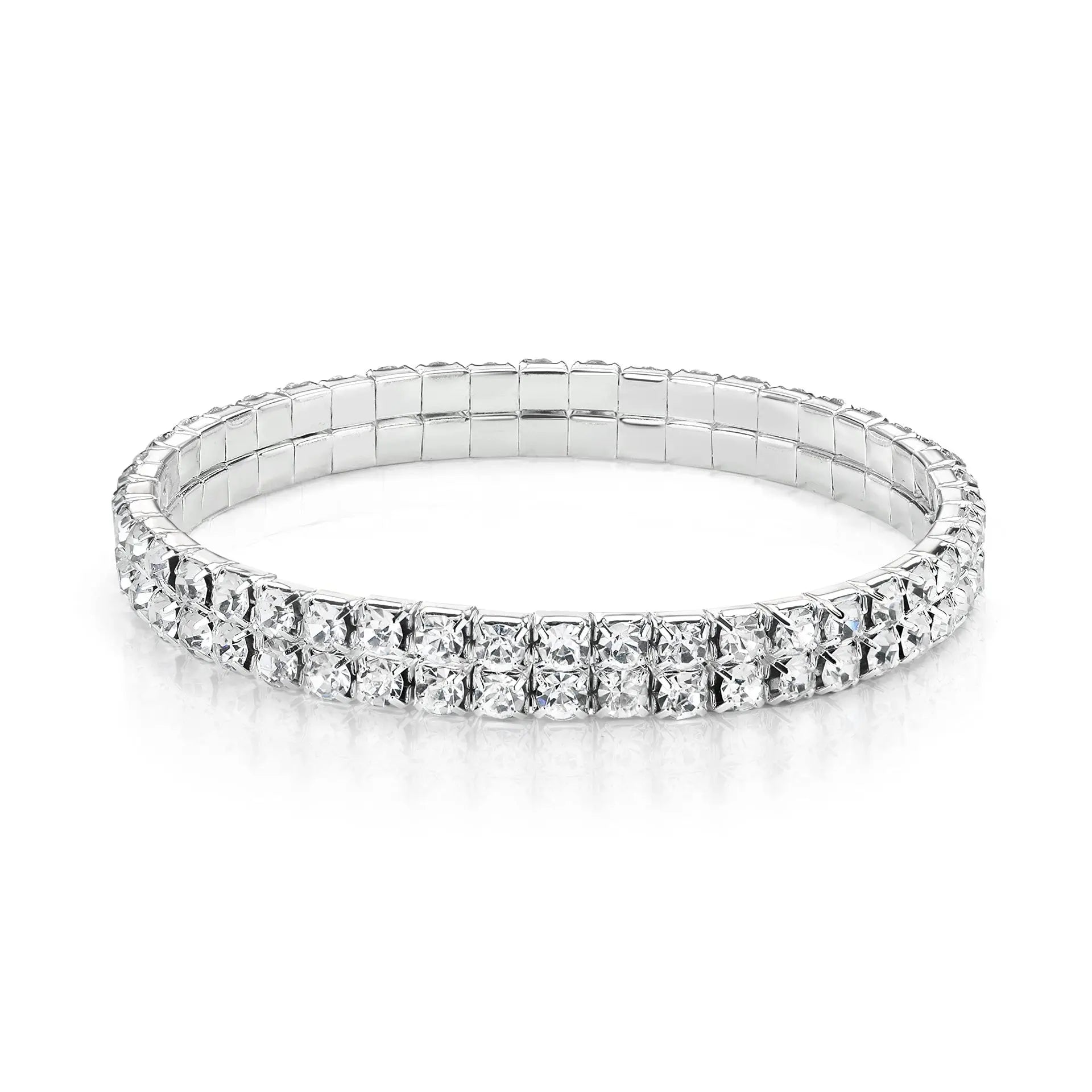 Double Row Elastic Bracelet Simple Temperament Crystal Bride Pulseira Bling Bangle for Women Men Jewelry Wedding Christmas Gift