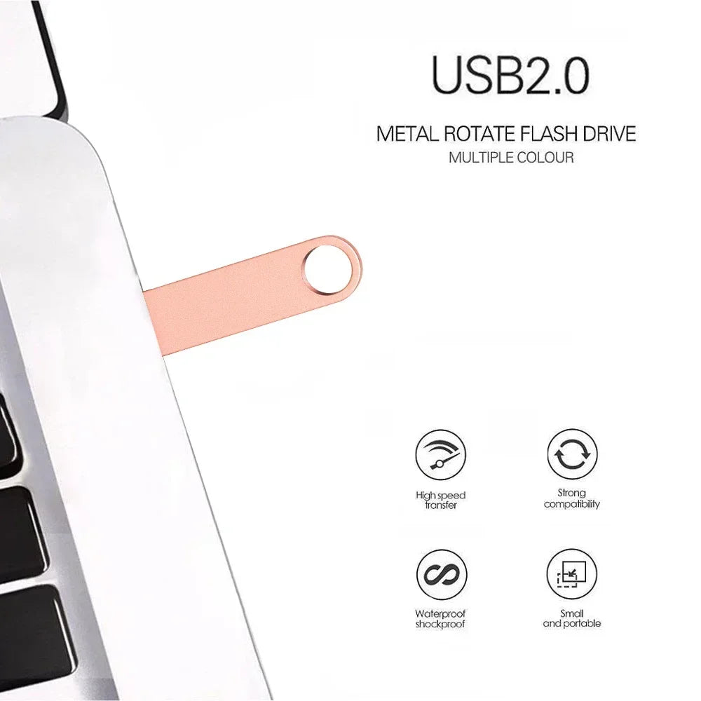 Metal Free Key Chain USB3.0 Flash Drive Metal Pen Drive 128GB 64GB 32GB 16GB 8GB Pendrive Waterproof Memory Usb Stick High Speed