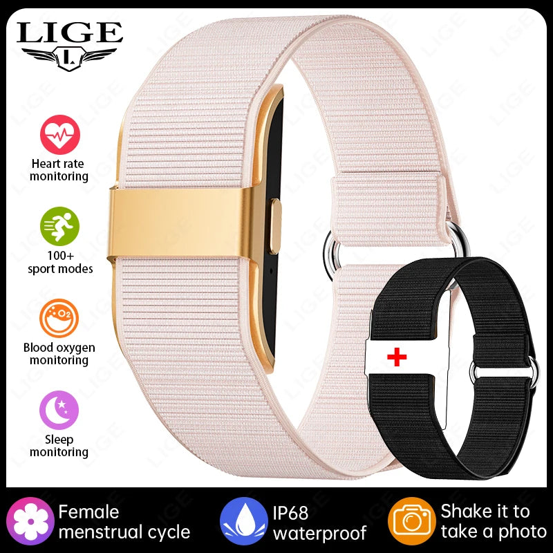 LIGE Smart Bracelet Stylish Lightweight No Screen Sports Tracker Heart Rate Sleep Monitoring IP68 Waterproof Men's Smart Watch