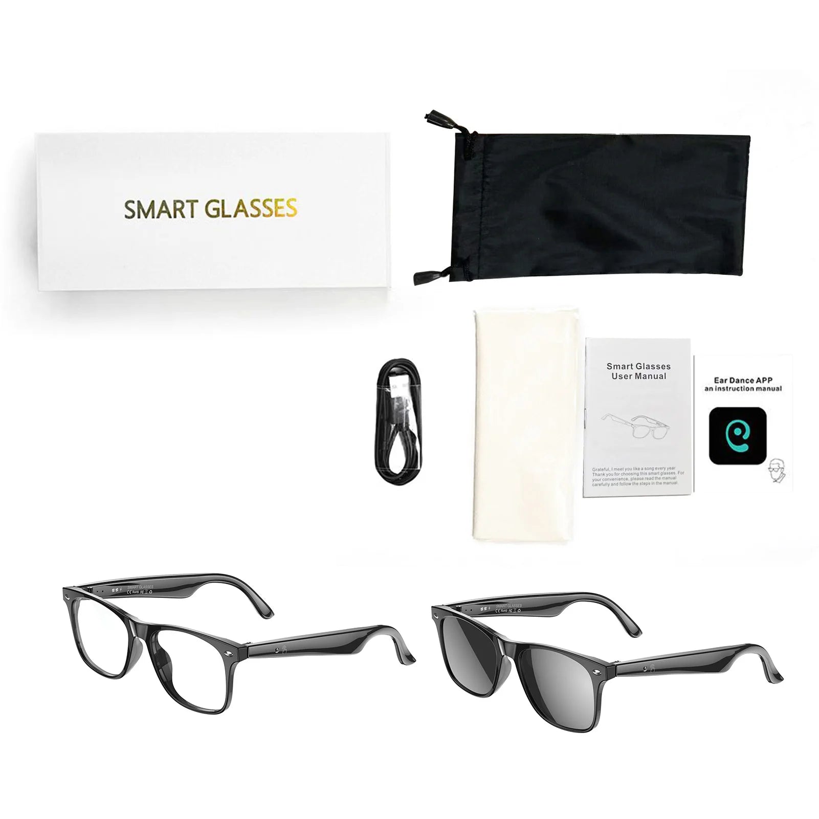 Smart BT Glasses Smart Glasses for Women Men BT 5.4 Support Audio Translation Calling Song Playback Lightweight Comfortable