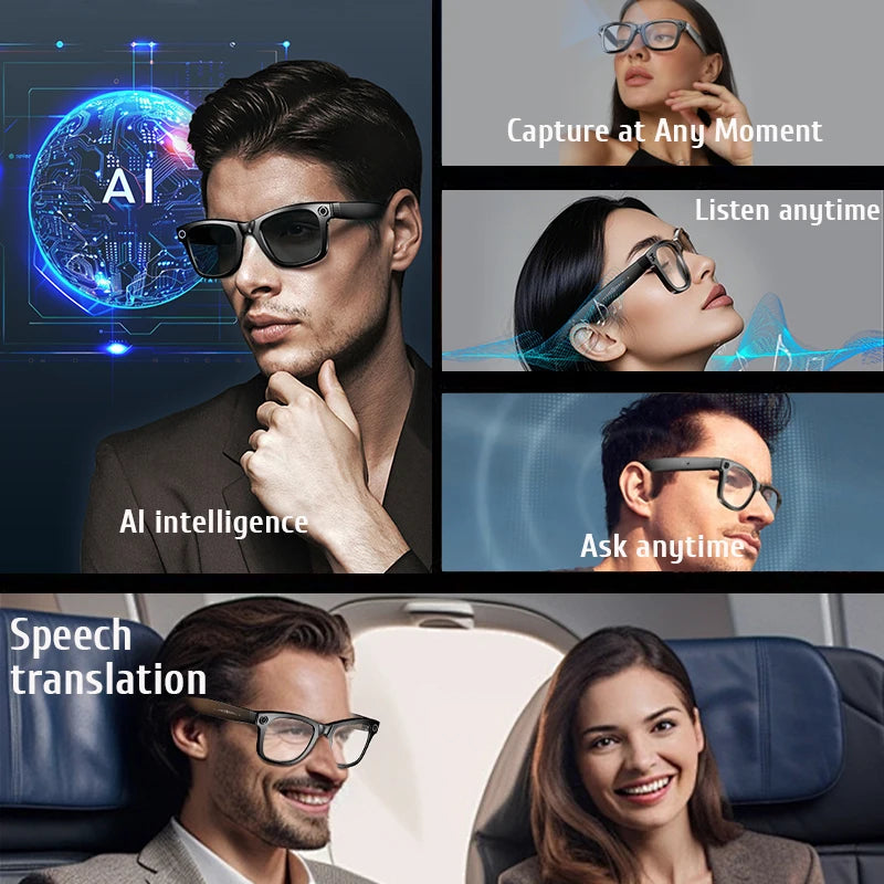 LIGE New Smart Glasses with Light-Adaptive Lenses AI Intelligent Interactive Translation Photography Video Smart Sunglasses 2025