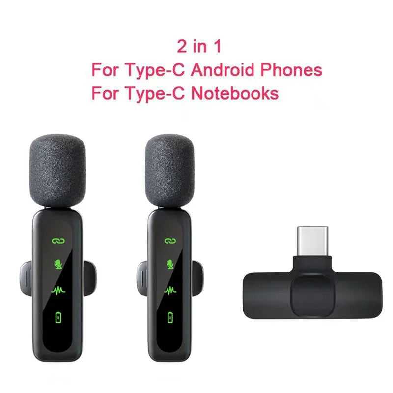 Wireless Lavalier Microphone Portable Audio Video Recording Mini Mic Adapter for iPhone Android Live Broadcast Gaming Phone Mic